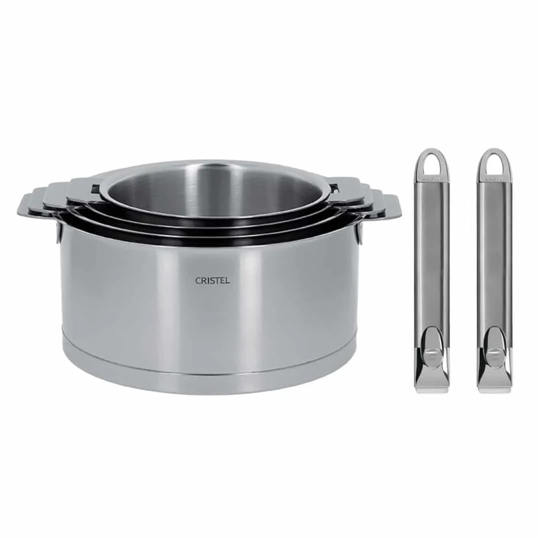 4 casseroles Cristel Strate + 2 poignées Zenith 