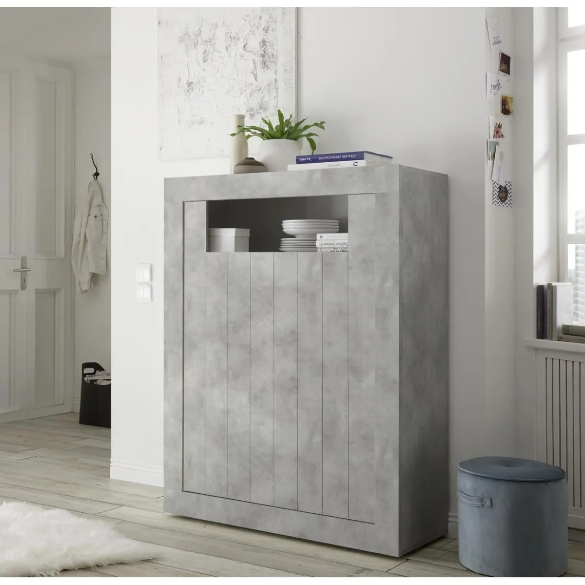 Argentier 2 portes battantes URBINO gris ciment | 3 Suisses
