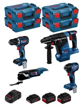 BOSCH Kit 0615990N34 (GSR18V-90C + GDR18V-210C + GBH18V-24C + GOP18V-28 + 1x4,0 Ah PC + 2x5,5 Ah PC + GAL1880CV + 4xL-Boxx 136)
