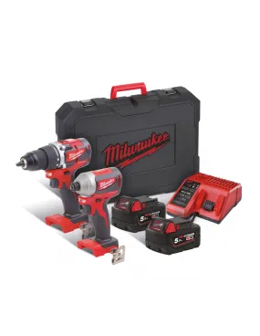 Pack perceuse visseuse + visseuse à chocs 18V 5Ah M18 CBLPP2B-402C | 4933464718 - Milwaukee