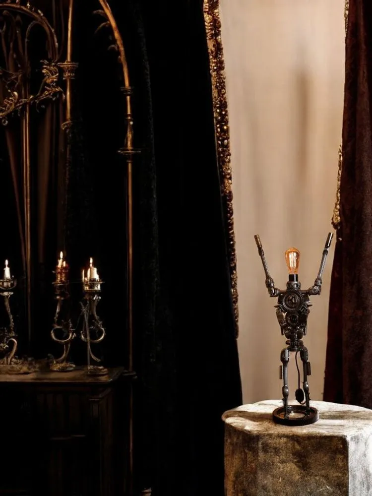 Robot lamp – unique handmade upcycled recycled metal floor lamp