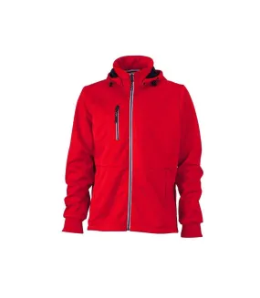 Veste softshell à capuche - homme JN1078 - rouge - coupe-vent imperméable